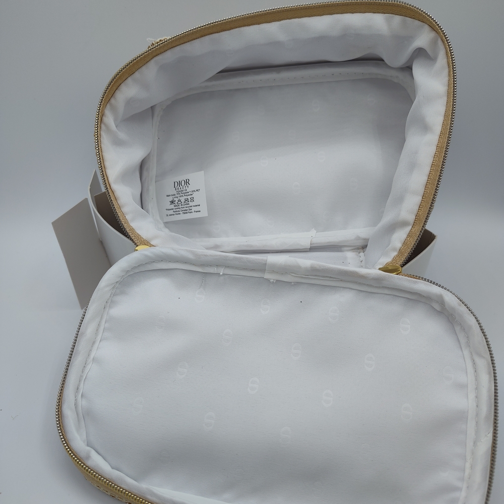 Christian Dior Platinum Beauty GWP Gold Tweed Cosmetic Vanity Pouch NIB - Picture 5 of 11